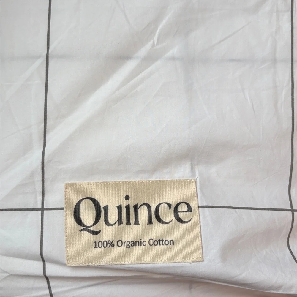 QUINCE Luxury Organic Sateen Duvet Cover Windowpane King Cal King